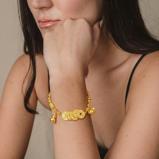 Stable Wealth Flow Five Emperor Coins Bracelet
