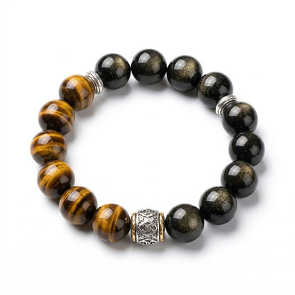 Awakened Strength Obsidian & Tiger Eye Bracelet
