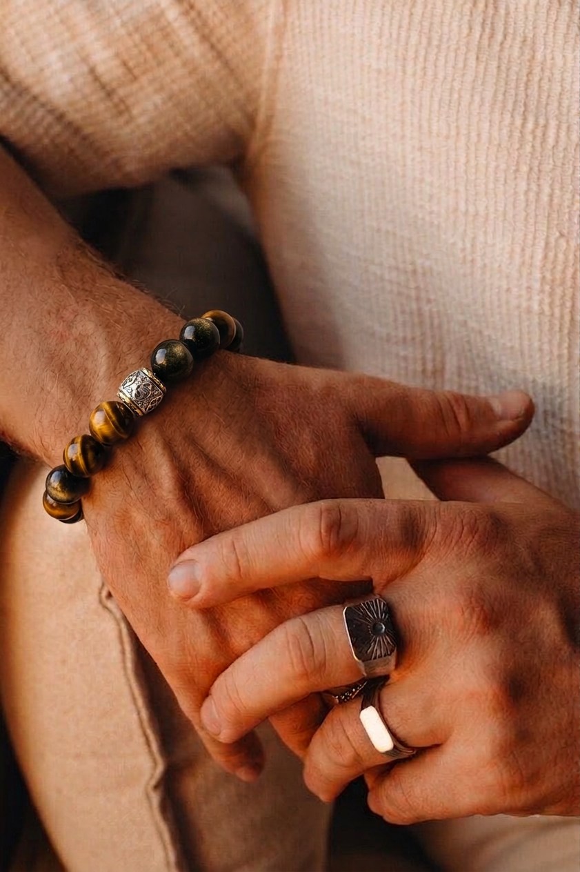 Awakened Strength Obsidian & Tiger Eye Bracelet