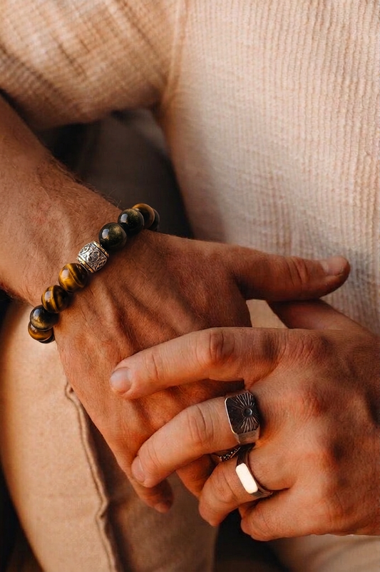 Awakened Strength Obsidian & Tiger Eye Bracelet