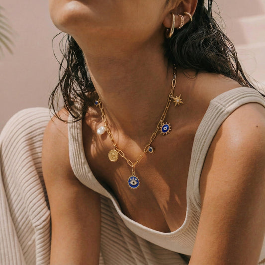 Calm Protection Evil Eye Necklace-Blue