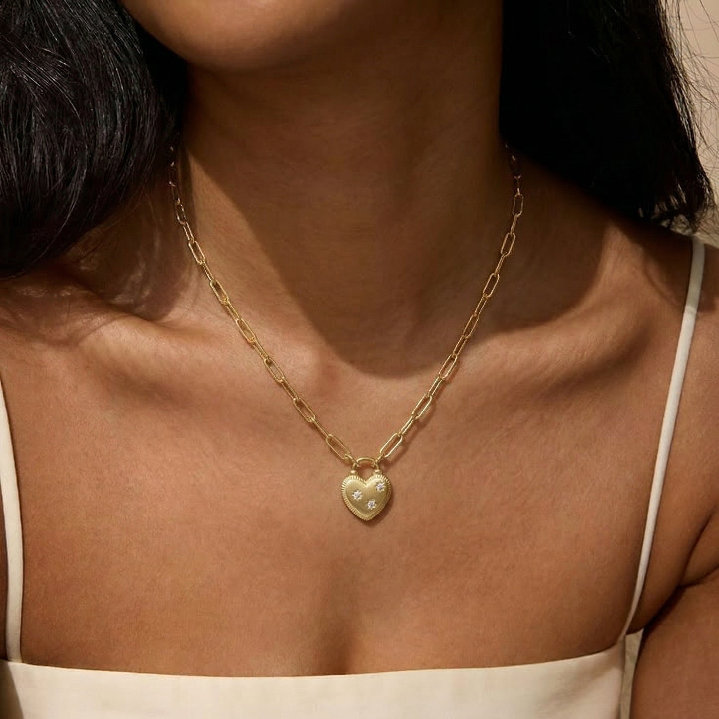 Stable Love Heart Lock Necklace