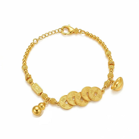 Stable Wealth Flow Five Emperor Coins Bracelet