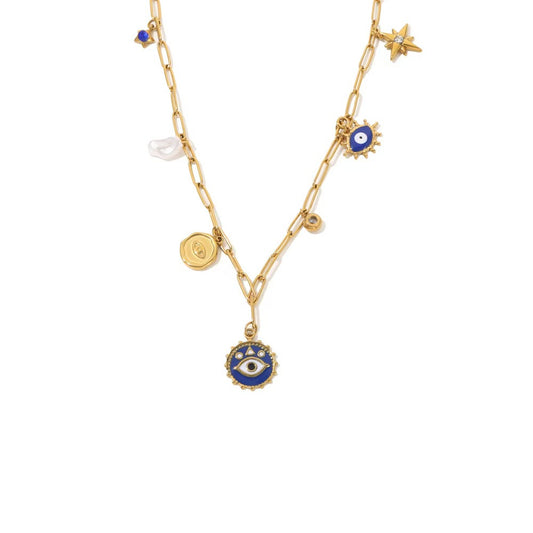 Calm Protection Evil Eye Necklace-Blue