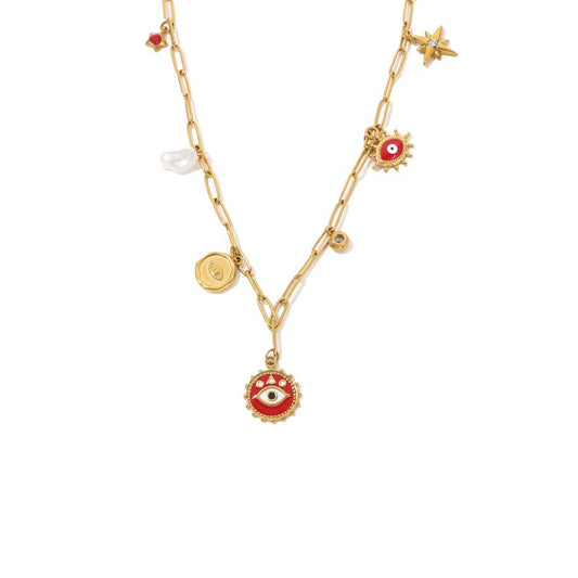 Confidence Protection Evil Eye Necklace-Red