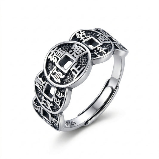 Wealth Control Five Emperor Coins Ring